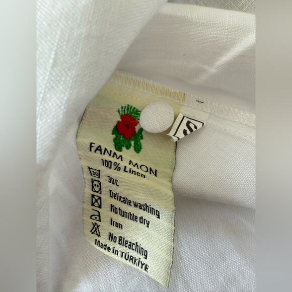 NWT Fanm Mon x Andie Kepez Kaftan Embroidered Dress White 100% Linen
Size Small - Picture 11 of 13